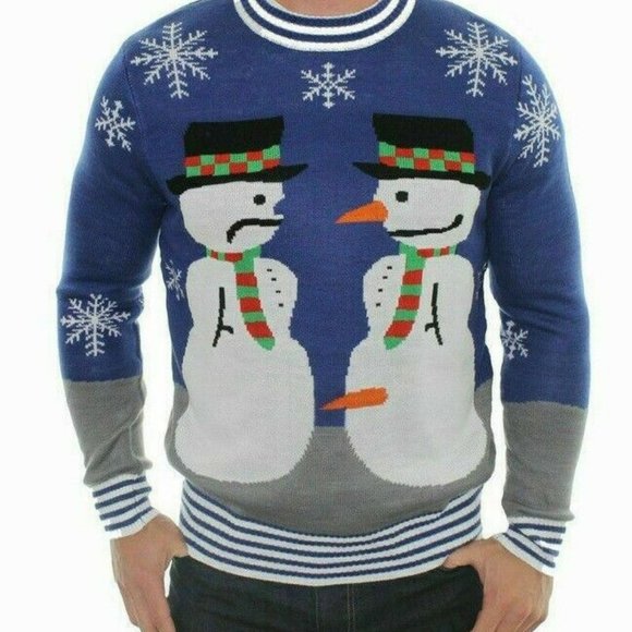 Naughty Ugly Christmas Sweater  Frosty the Nose Thief Snowman Tipsy Elve Men’s L - Picture 2 of 3